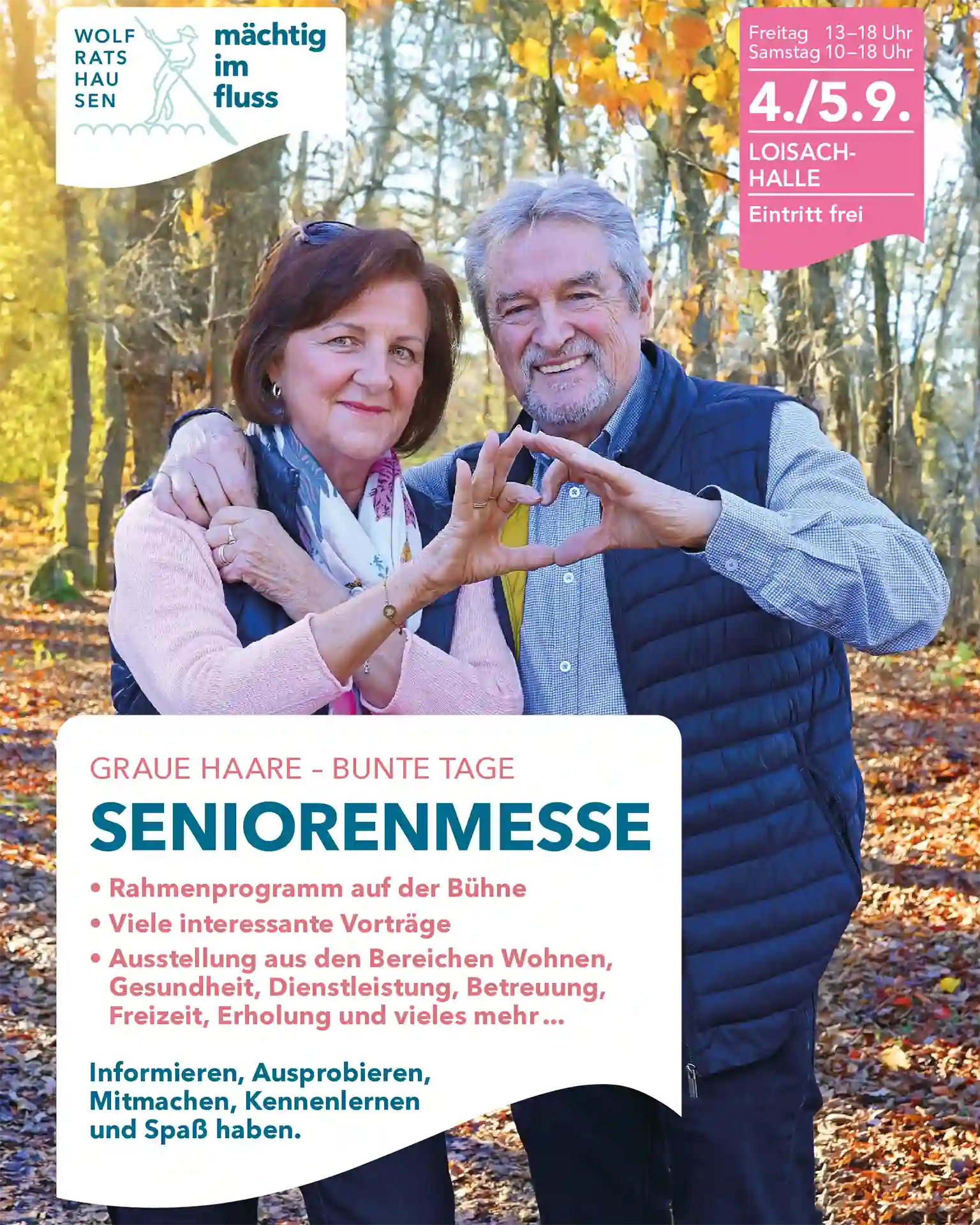 Plakat zur Seniorenmesse Wolfratshausen am 4. und 5. September in der Loisach-Halle.